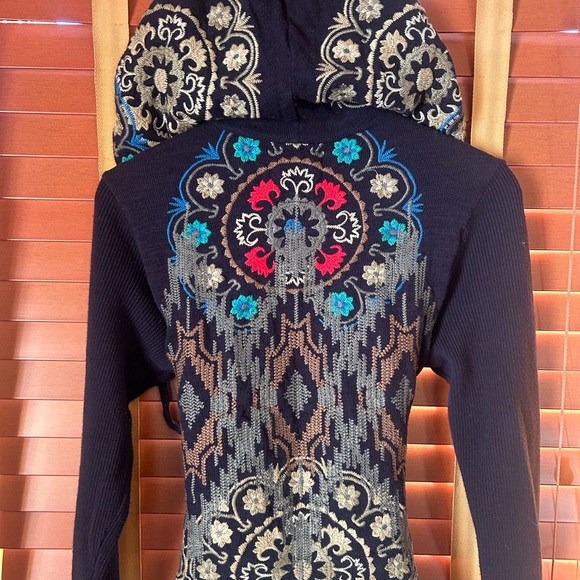 Johnny Was Biya Multicolor Patterned Knit Cardigan - Picture 4 of 7